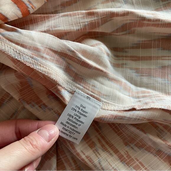 New Nine West Ikat Orange Twist Front High Low Midi Dress - Picture 7 of 7